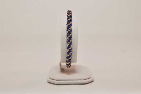 Blue and Gold Spiral Beaded Kumihimo Bracelet